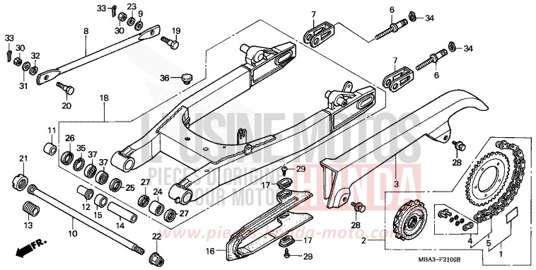 SWINGARM for Shadow Aero PEARL PARAGON PURPLE (P20E) from 1998